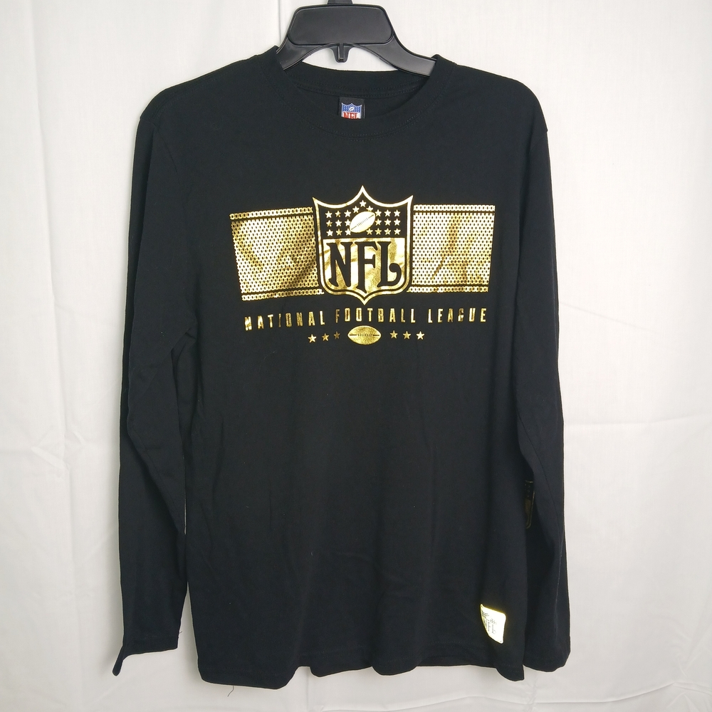 NFL Men's Black Long-Sleeve Graphic Shirt - Gold Logo‎